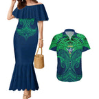 Personalized Canberra Raiders Couples Matching Mermaid Dress and Hawaiian Shirt Polynesian Tribal Pattern Style