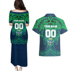 Personalized Canberra Raiders Couples Matching Puletasi and Hawaiian Shirt Polynesian Tribal Pattern Style