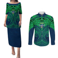 Personalized Canberra Raiders Couples Matching Puletasi and Long Sleeve Button Shirt Polynesian Tribal Pattern Style