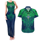 Personalized Canberra Raiders Couples Matching Tank Maxi Dress and Hawaiian Shirt Polynesian Tribal Pattern Style