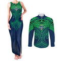 Personalized Canberra Raiders Couples Matching Tank Maxi Dress and Long Sleeve Button Shirt Polynesian Tribal Pattern Style