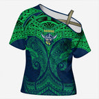 Personalized Canberra Raiders Cross Shoulder Shirt Polynesian Tribal Pattern Style
