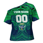 Personalized Canberra Raiders Cross Shoulder Shirt Polynesian Tribal Pattern Style