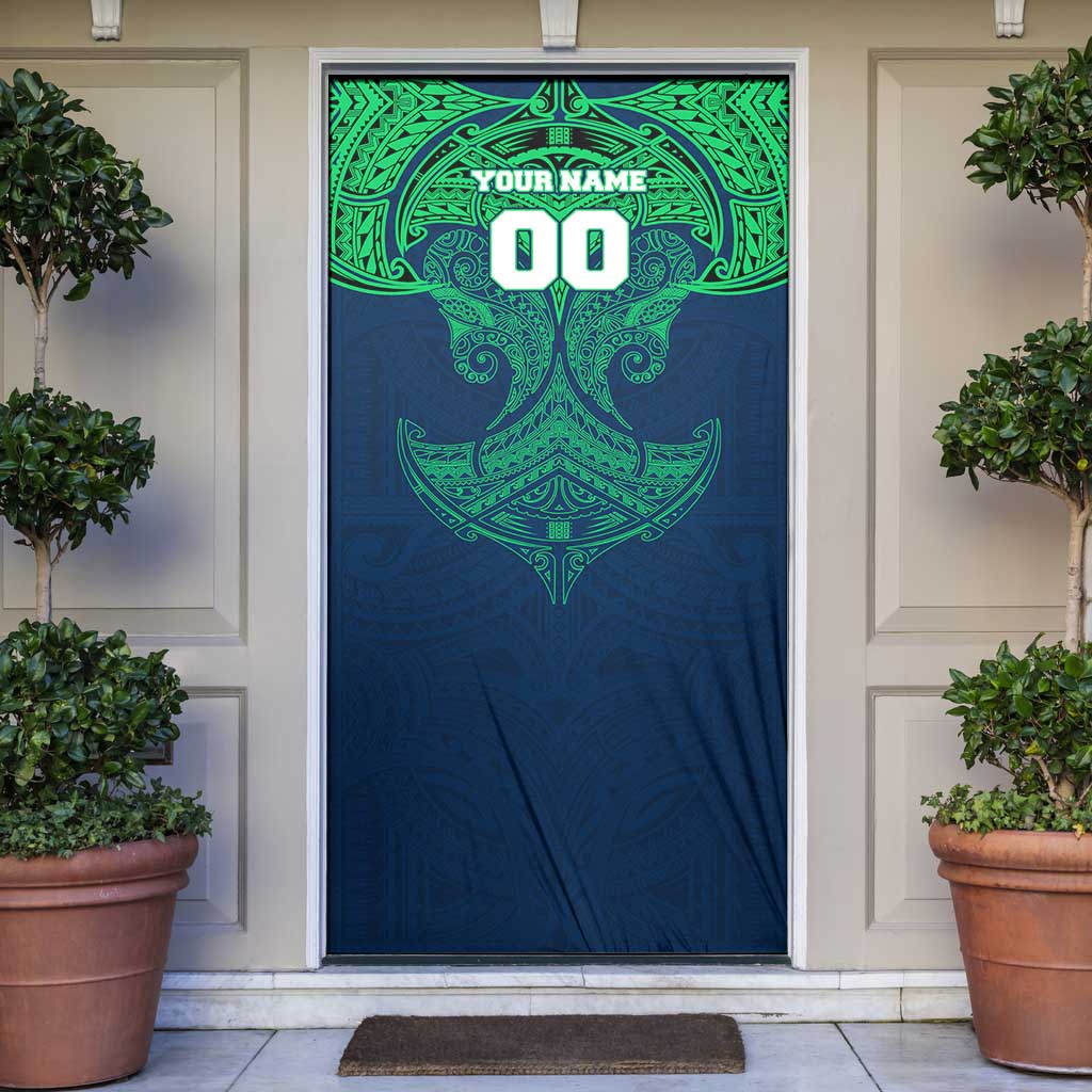 Personalized Canberra Raiders Door Cover Polynesian Tribal Pattern Style