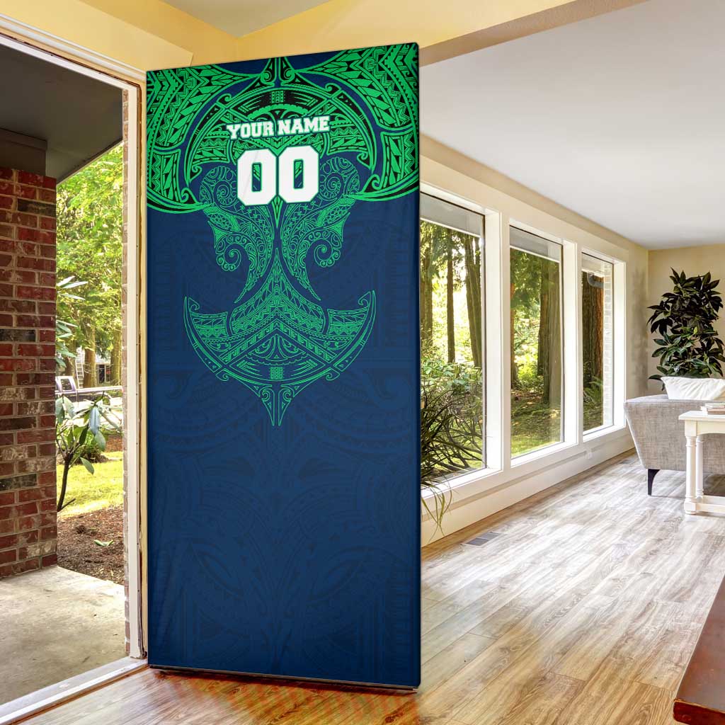 Personalized Canberra Raiders Door Cover Polynesian Tribal Pattern Style