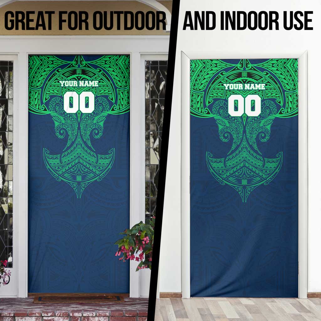 Personalized Canberra Raiders Door Cover Polynesian Tribal Pattern Style