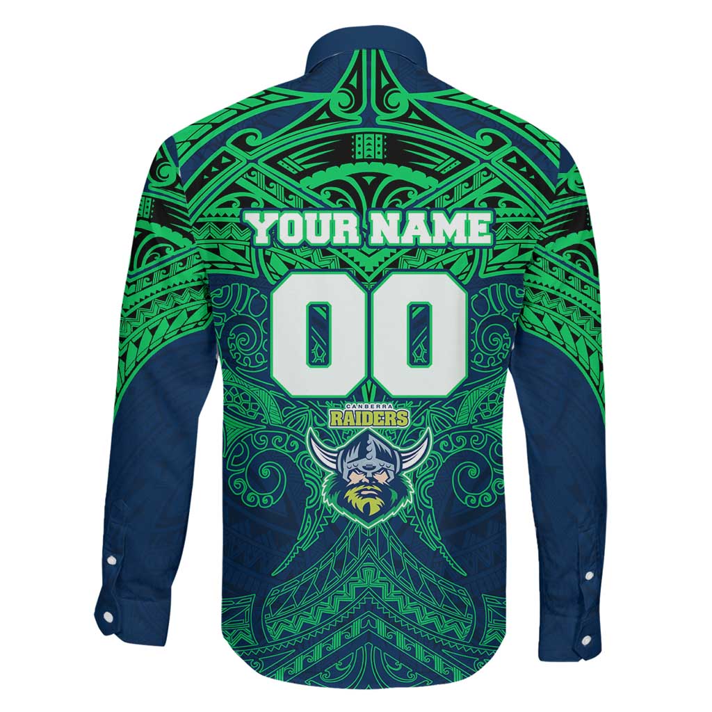 Personalized Canberra Raiders Family Matching Long Sleeve Bodycon Dress and Hawaiian Shirt Polynesian Tribal Pattern Style