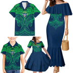 Personalized Canberra Raiders Family Matching Mermaid Dress and Hawaiian Shirt Polynesian Tribal Pattern Style