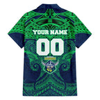 Personalized Canberra Raiders Family Matching Mermaid Dress and Hawaiian Shirt Polynesian Tribal Pattern Style