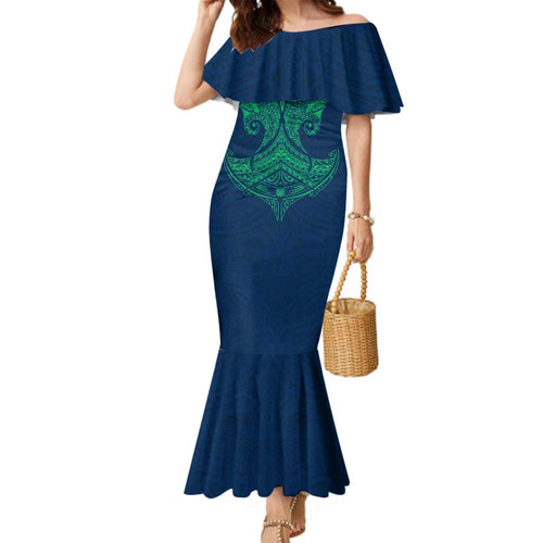 Personalized Canberra Raiders Family Matching Mermaid Dress and Hawaiian Shirt Polynesian Tribal Pattern Style