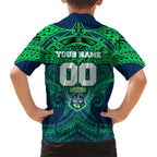 Personalized Canberra Raiders Family Matching Off The Shoulder Long Sleeve Dress and Hawaiian Shirt Polynesian Tribal Pattern Style