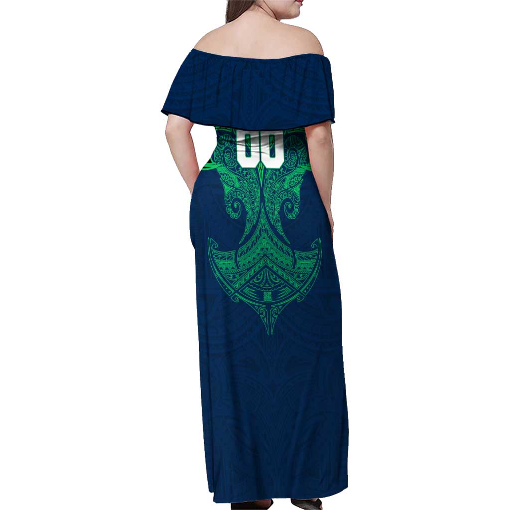 Personalized Canberra Raiders Family Matching Off Shoulder Maxi Dress and Hawaiian Shirt Polynesian Tribal Pattern Style