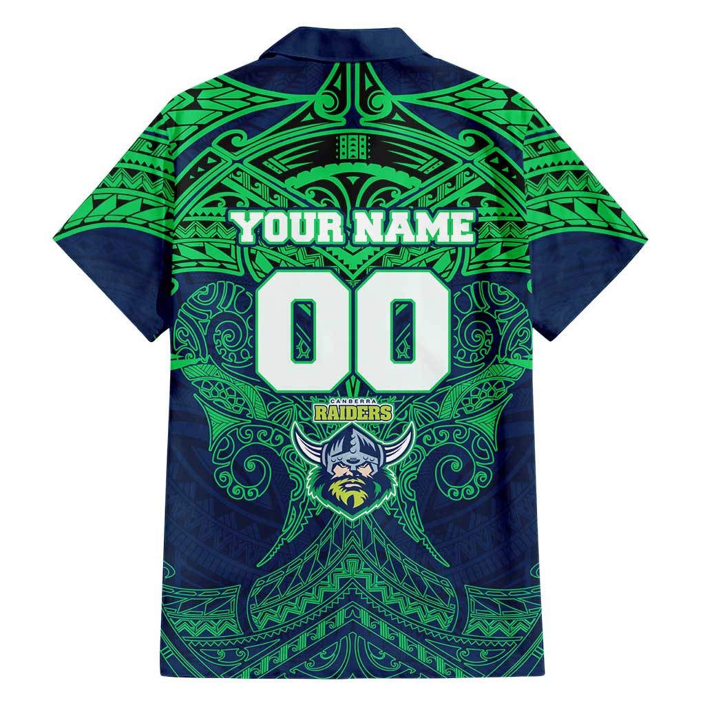 Personalized Canberra Raiders Family Matching Off Shoulder Short Dress and Hawaiian Shirt Polynesian Tribal Pattern Style