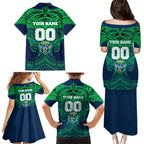 Personalized Canberra Raiders Family Matching Puletasi and Hawaiian Shirt Polynesian Tribal Pattern Style