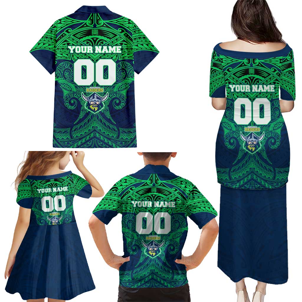Personalized Canberra Raiders Family Matching Puletasi and Hawaiian Shirt Polynesian Tribal Pattern Style