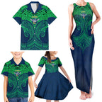 Personalized Canberra Raiders Family Matching Tank Maxi Dress and Hawaiian Shirt Polynesian Tribal Pattern Style