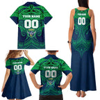 Personalized Canberra Raiders Family Matching Tank Maxi Dress and Hawaiian Shirt Polynesian Tribal Pattern Style