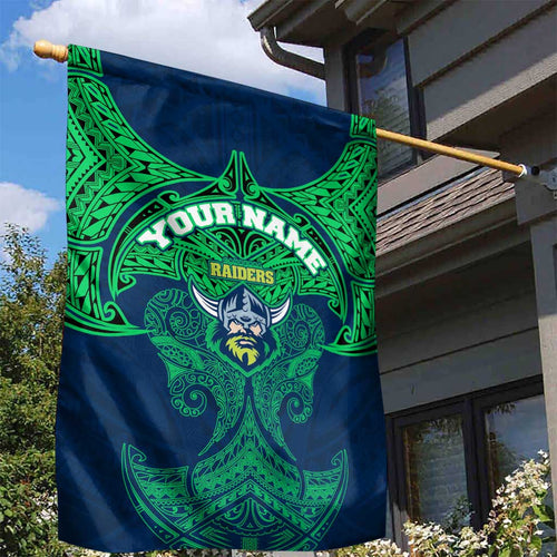 Personalized Canberra Raiders Garden Flag Polynesian Tribal Pattern Style