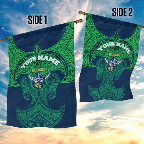 Personalized Canberra Raiders Garden Flag Polynesian Tribal Pattern Style