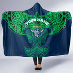 Personalized Canberra Raiders Hooded Blanket Polynesian Tribal Pattern Style