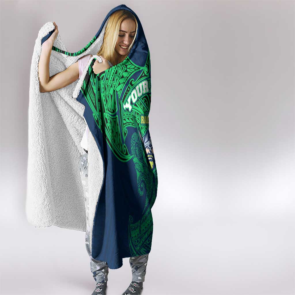 Personalized Canberra Raiders Hooded Blanket Polynesian Tribal Pattern Style