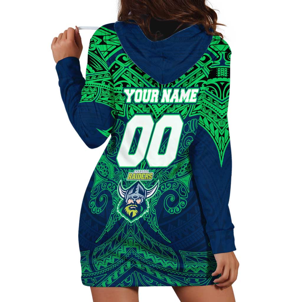 Personalized Canberra Raiders Hoodie Dress Polynesian Tribal Pattern Style