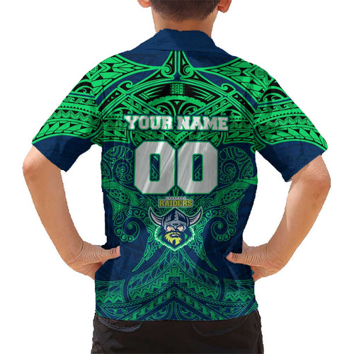 Personalized Canberra Raiders Kid Hawaiian Shirt Polynesian Tribal Pattern Style