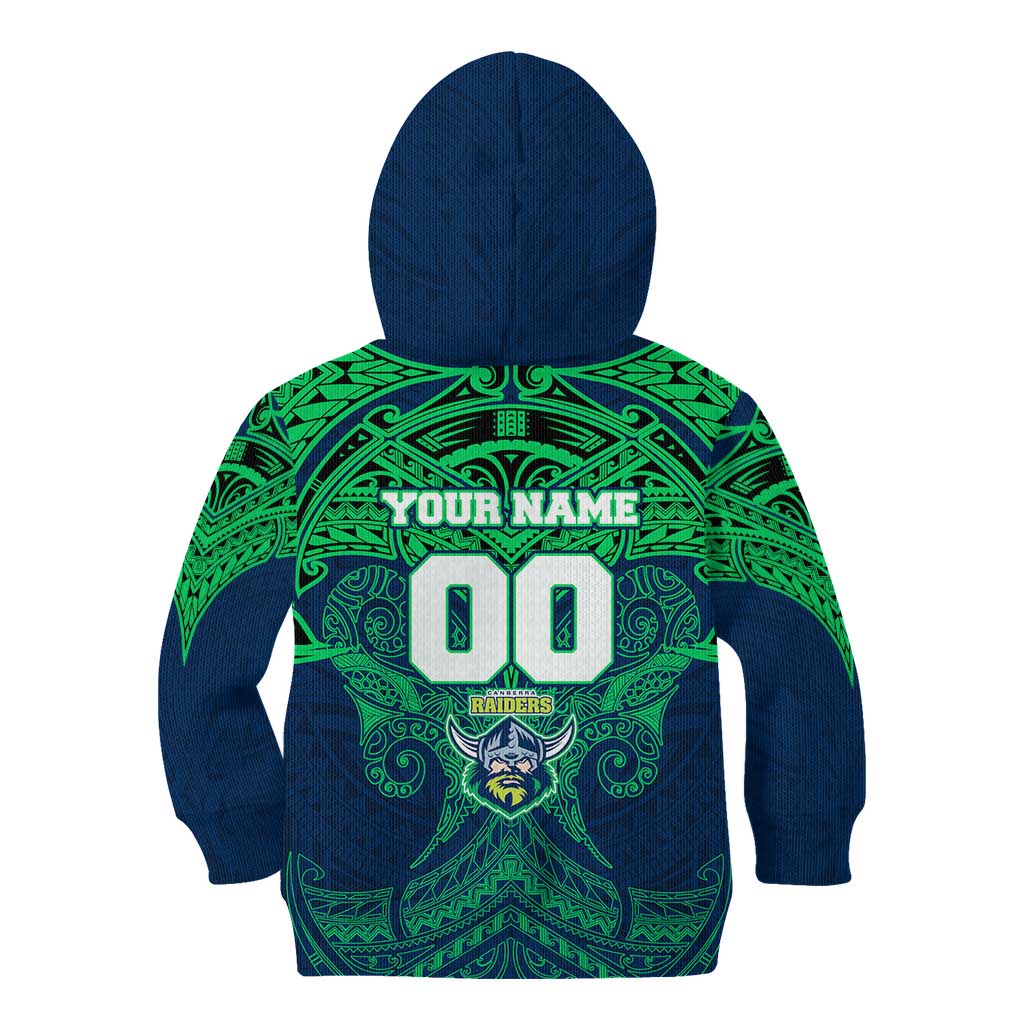 Personalized Canberra Raiders Kid Hoodie Polynesian Tribal Pattern Style