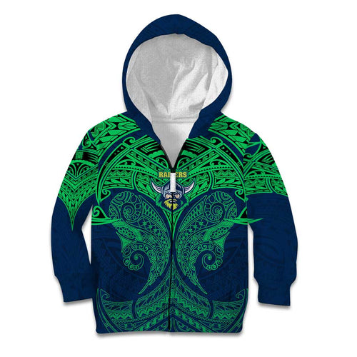 Personalized Canberra Raiders Kid Hoodie Polynesian Tribal Pattern Style