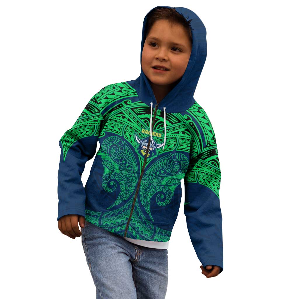 Personalized Canberra Raiders Kid Hoodie Polynesian Tribal Pattern Style
