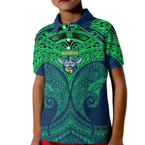 Personalized Canberra Raiders Kid Polo Shirt Polynesian Tribal Pattern Style