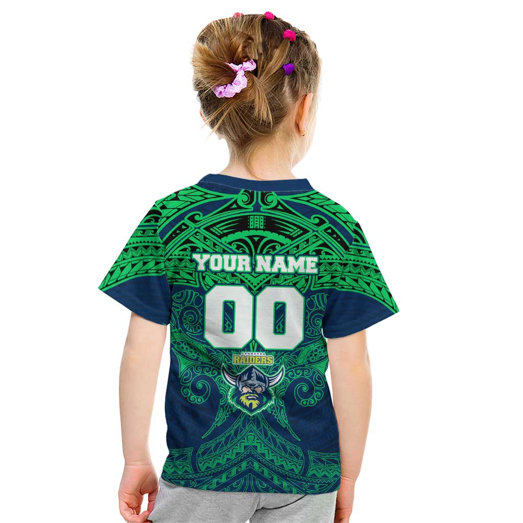 Personalized Canberra Raiders Kid T Shirt Polynesian Tribal Pattern Style