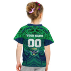 Personalized Canberra Raiders Kid T Shirt Polynesian Tribal Pattern Style