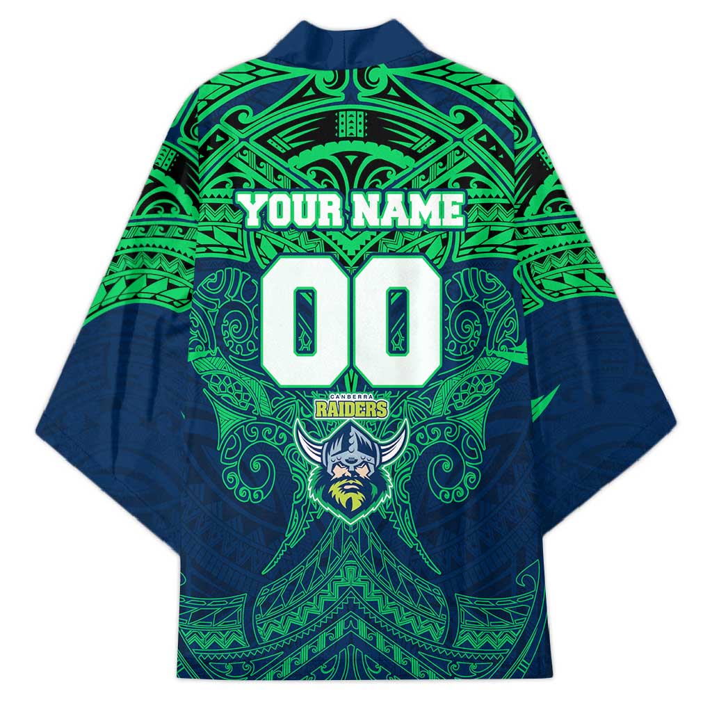 Personalized Canberra Raiders Kimono Polynesian Tribal Pattern Style