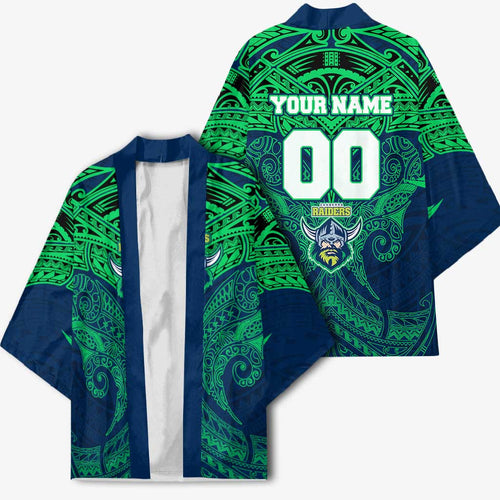 Personalized Canberra Raiders Kimono Polynesian Tribal Pattern Style
