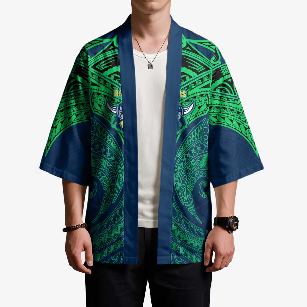 Personalized Canberra Raiders Kimono Polynesian Tribal Pattern Style