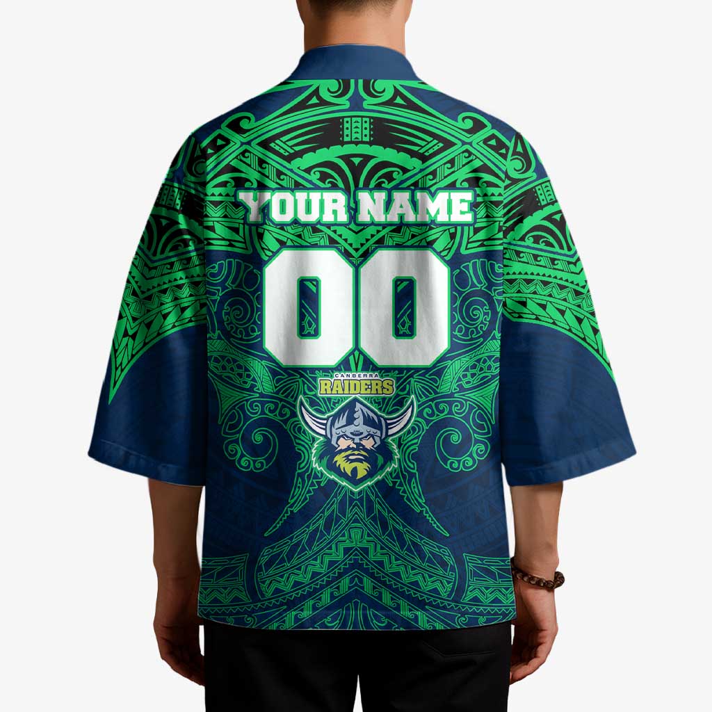 Personalized Canberra Raiders Kimono Polynesian Tribal Pattern Style