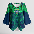 Personalized Canberra Raiders Kimono Sleeve Blouse Polynesian Tribal Pattern Style