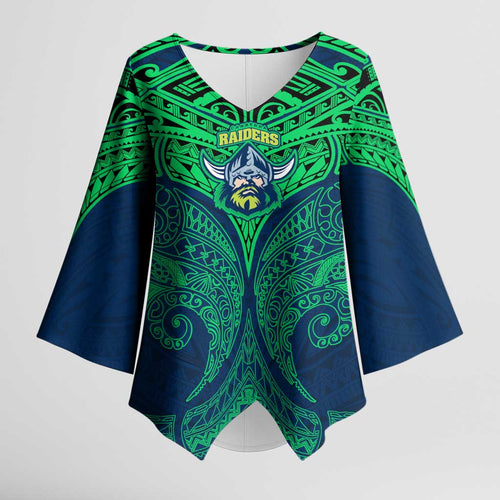Personalized Canberra Raiders Kimono Sleeve Blouse Polynesian Tribal Pattern Style