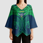 Personalized Canberra Raiders Kimono Sleeve Blouse Polynesian Tribal Pattern Style