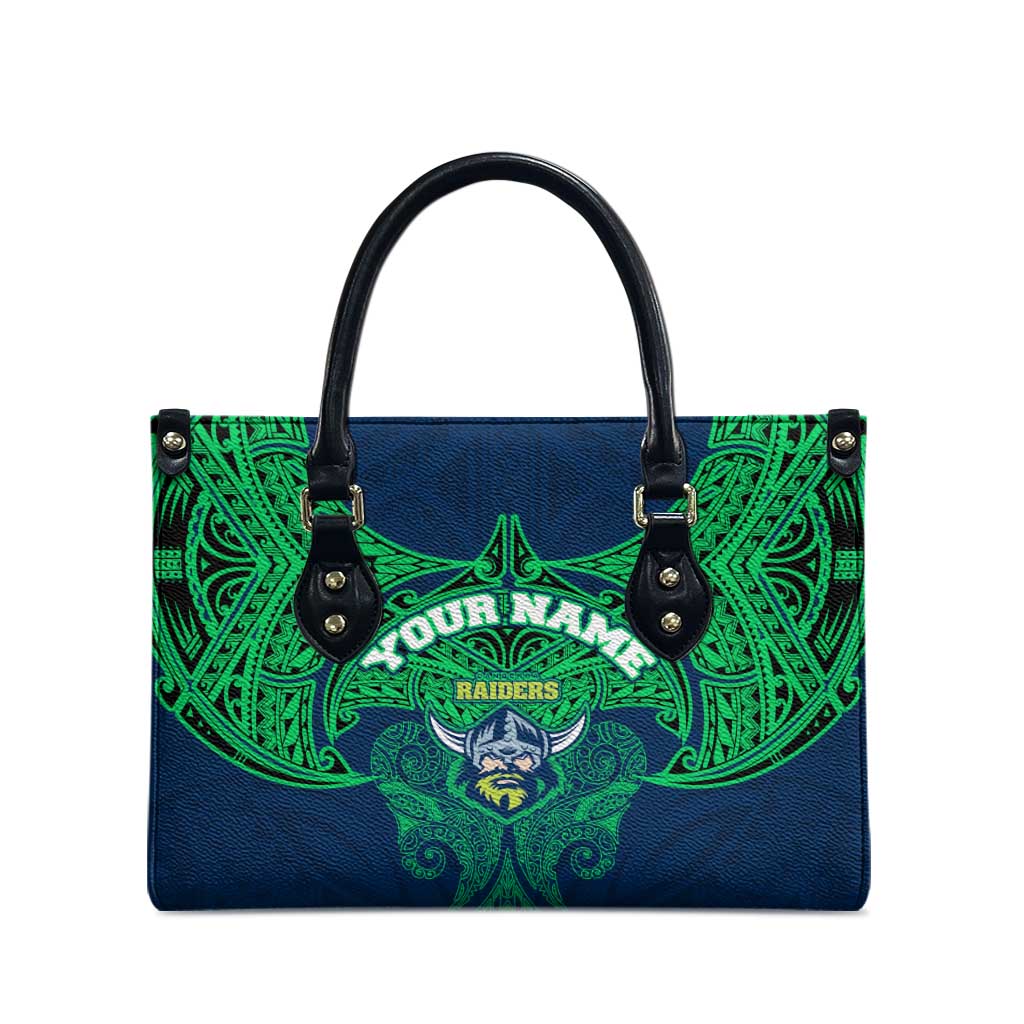 Personalized Canberra Raiders Leather Bag Polynesian Tribal Pattern Style