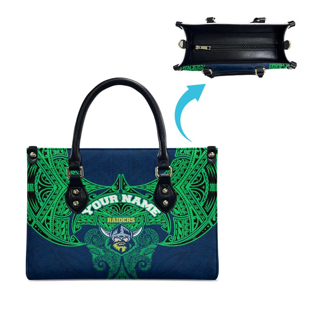 Personalized Canberra Raiders Leather Bag Polynesian Tribal Pattern Style