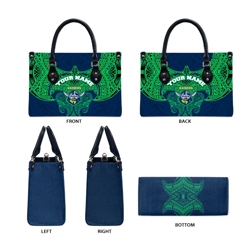 Personalized Canberra Raiders Leather Bag Polynesian Tribal Pattern Style
