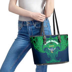 Personalized Canberra Raiders Leather Tote Bag Polynesian Tribal Pattern Style