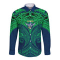 Personalized Canberra Raiders Long Sleeve Button Shirt Polynesian Tribal Pattern Style