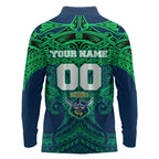 Personalized Canberra Raiders Long Sleeve Polo Shirt Polynesian Tribal Pattern Style