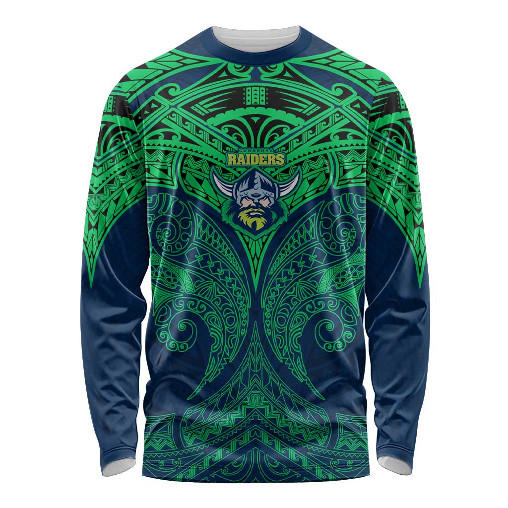 Personalized Canberra Raiders Long Sleeve Shirt Polynesian Tribal Pattern Style
