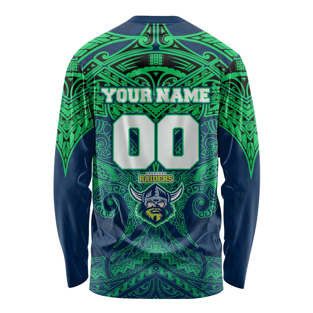 Personalized Canberra Raiders Long Sleeve Shirt Polynesian Tribal Pattern Style