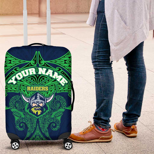 Personalized Canberra Raiders Luggage Cover Polynesian Tribal Pattern Style