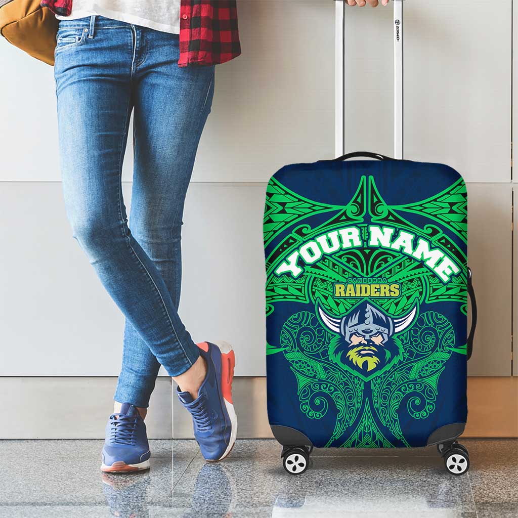 Personalized Canberra Raiders Luggage Cover Polynesian Tribal Pattern Style